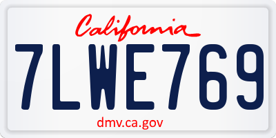 CA license plate 7LWE769