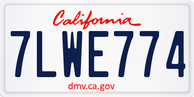 CA license plate 7LWE774