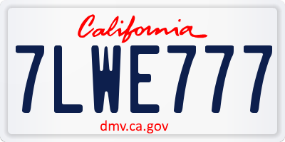 CA license plate 7LWE777