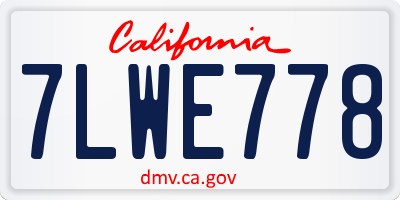 CA license plate 7LWE778
