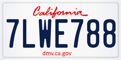 CA license plate 7LWE788