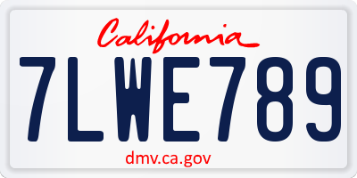 CA license plate 7LWE789
