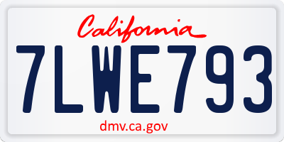 CA license plate 7LWE793