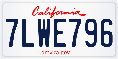 CA license plate 7LWE796