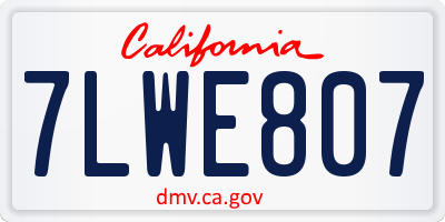 CA license plate 7LWE807