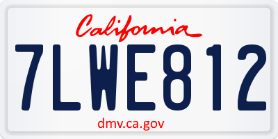 CA license plate 7LWE812