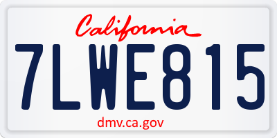 CA license plate 7LWE815