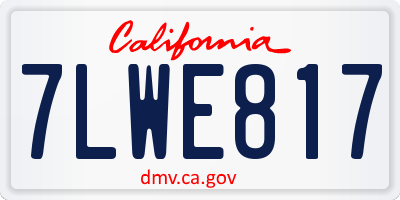CA license plate 7LWE817