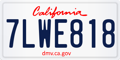 CA license plate 7LWE818