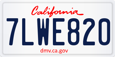 CA license plate 7LWE820