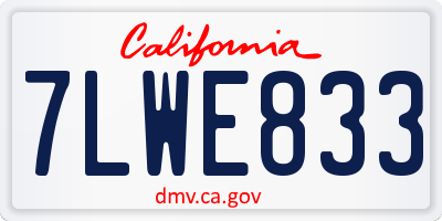 CA license plate 7LWE833