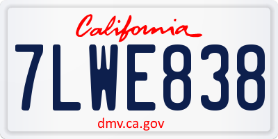CA license plate 7LWE838