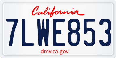 CA license plate 7LWE853