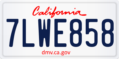 CA license plate 7LWE858