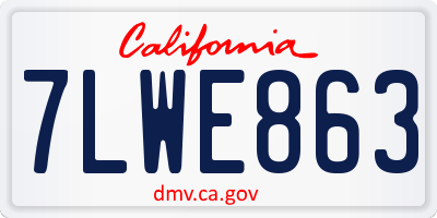 CA license plate 7LWE863