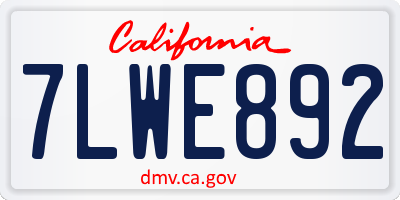CA license plate 7LWE892