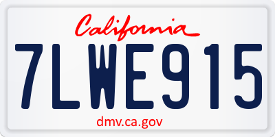CA license plate 7LWE915