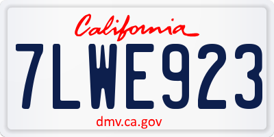 CA license plate 7LWE923