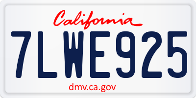 CA license plate 7LWE925