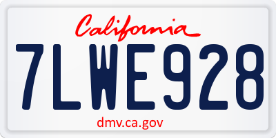 CA license plate 7LWE928
