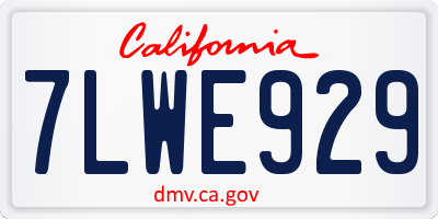 CA license plate 7LWE929