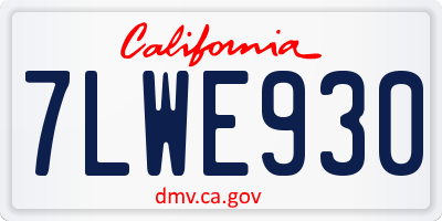 CA license plate 7LWE930