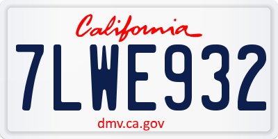 CA license plate 7LWE932