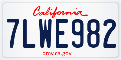 CA license plate 7LWE982