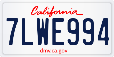 CA license plate 7LWE994