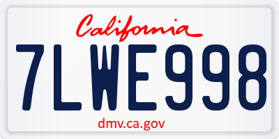 CA license plate 7LWE998