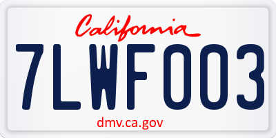 CA license plate 7LWF003