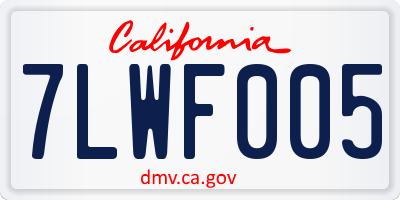 CA license plate 7LWF005