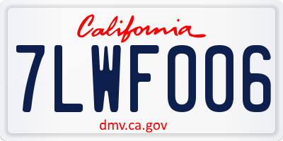 CA license plate 7LWF006