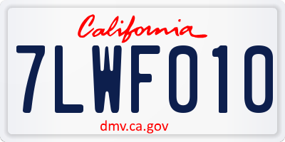CA license plate 7LWF010