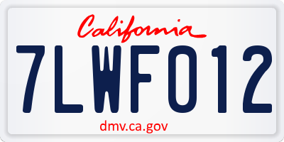 CA license plate 7LWF012