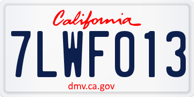 CA license plate 7LWF013