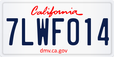 CA license plate 7LWF014