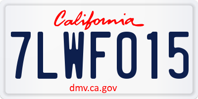 CA license plate 7LWF015
