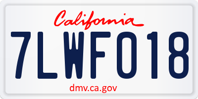 CA license plate 7LWF018