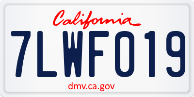 CA license plate 7LWF019