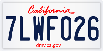 CA license plate 7LWF026