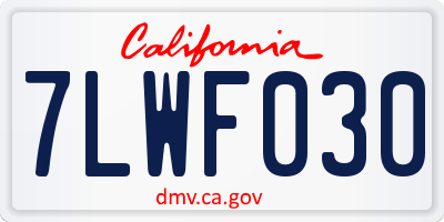 CA license plate 7LWF030