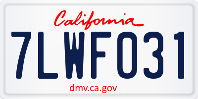 CA license plate 7LWF031
