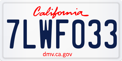 CA license plate 7LWF033