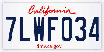 CA license plate 7LWF034