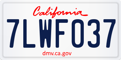 CA license plate 7LWF037