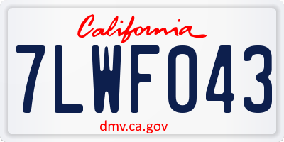 CA license plate 7LWF043