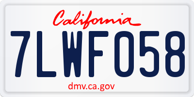 CA license plate 7LWF058
