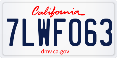 CA license plate 7LWF063