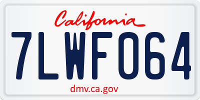CA license plate 7LWF064